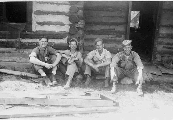 Karl Karpinski, Sgt Daniel Yearout, Michael Morgan, and Sgt John Crimmons at a Cabin near Guaje Canyoun